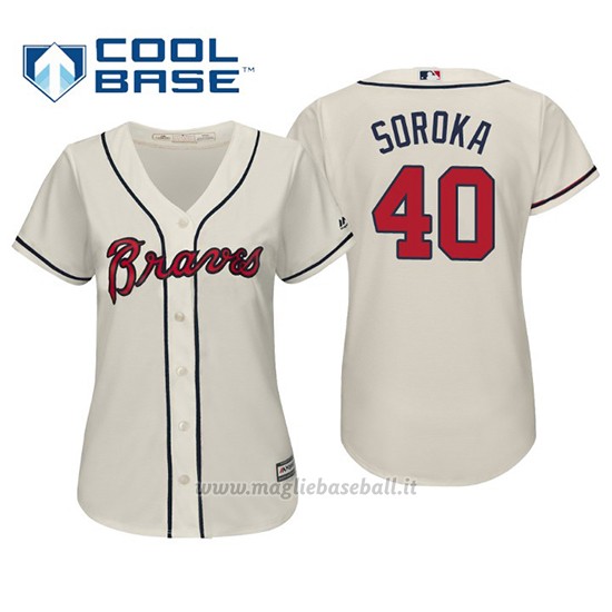 Maglia Baseball Donna Atlanta Braves Mike Soroka Cool Base Majestic Alternato 2019 Crema